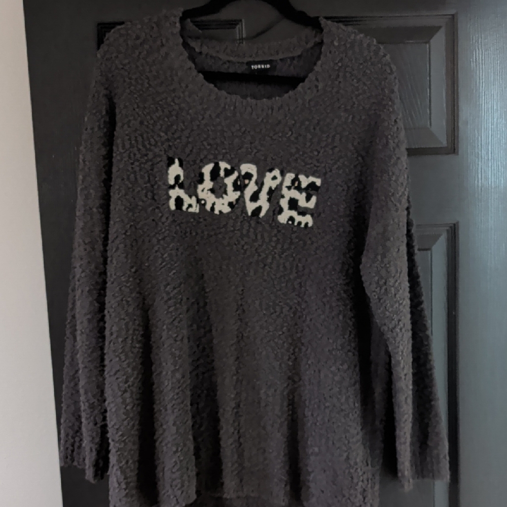 Torrid Charcoal Sweater with Love Graphic